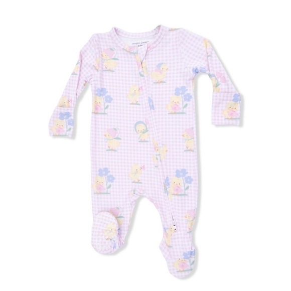 Angel Dear Other - Angel Dear Vintage Spring Ducklings 2-Way Zipper Footie Pink Size 6–9 Months